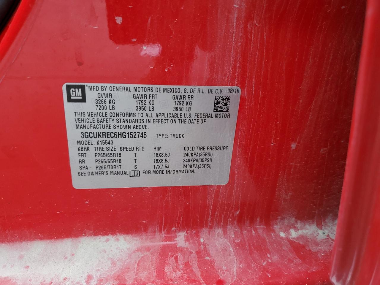 2017 Chevrolet Silverado K1500 Lt VIN: 3GCUKREC6HG152746 Lot: 91476125