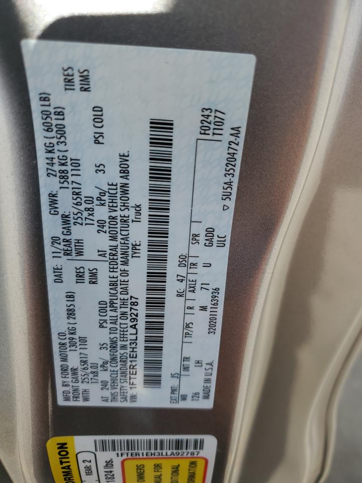 2020 Ford Ranger Xl VIN: 1FTER1EH3LLA92787 Lot: 91021935