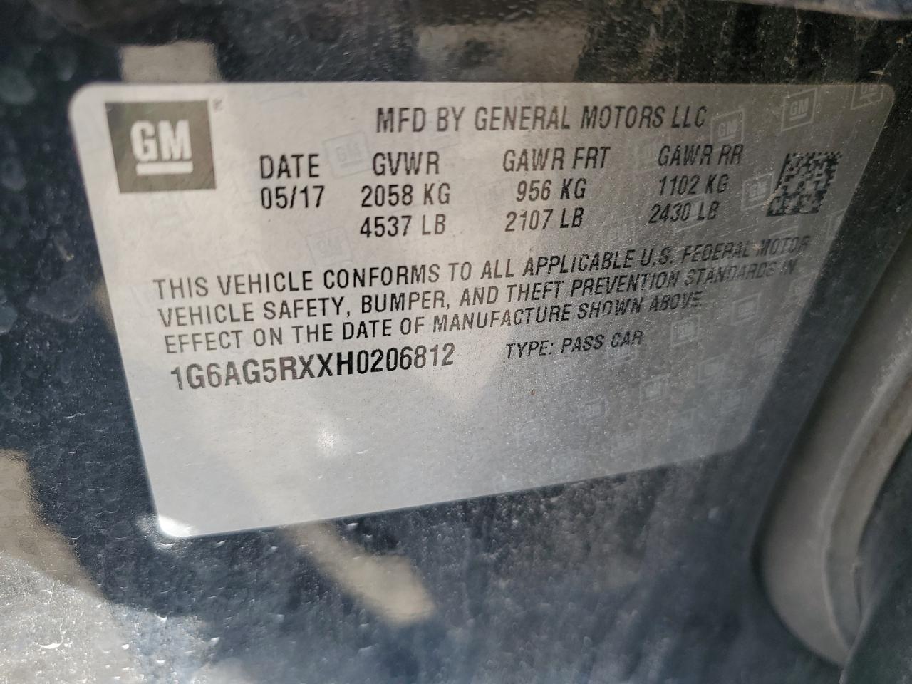 2017 Cadillac Ats VIN: 1G6AG5RXXH0206812 Lot: 90933705