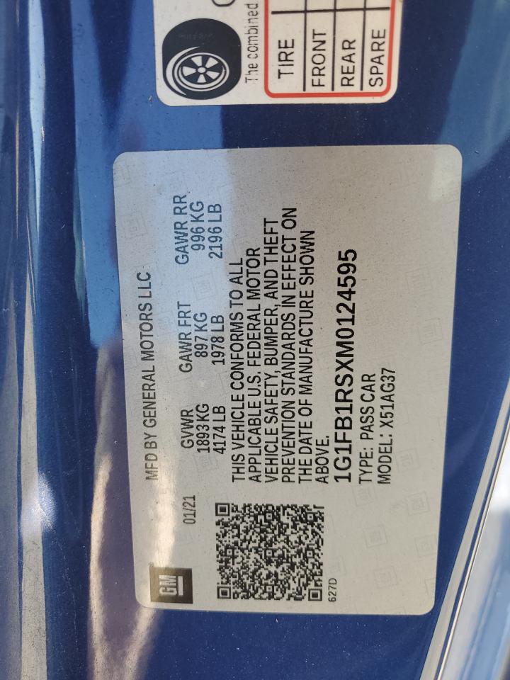 2021 Chevrolet Camaro Ls VIN: 1G1FB1RSXM0124595 Lot: 91526065
