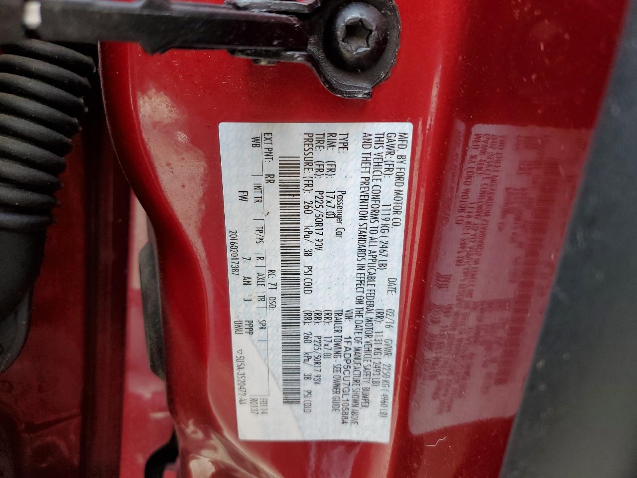 2016 Ford C-Max Premium Sel VIN: 1FADP5CU7GL105884 Lot: 92472415