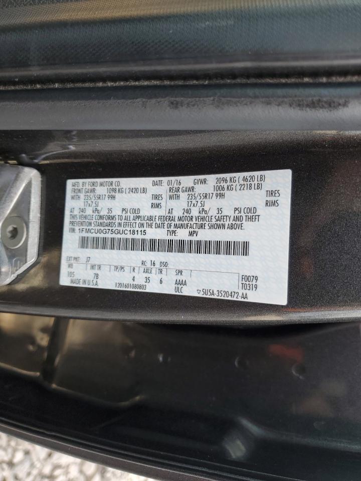 2016 Ford Escape Se VIN: 1FMCU0G75GUC18115 Lot: 92781115