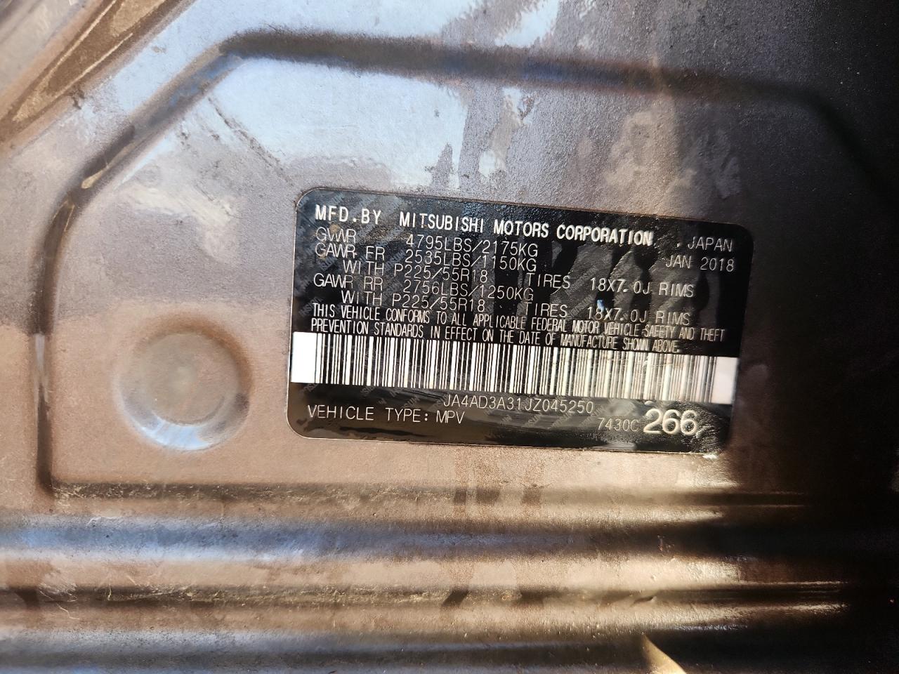 2018 Mitsubishi Outlander Se VIN: JA4AD3A31JZ045250 Lot: 91141845