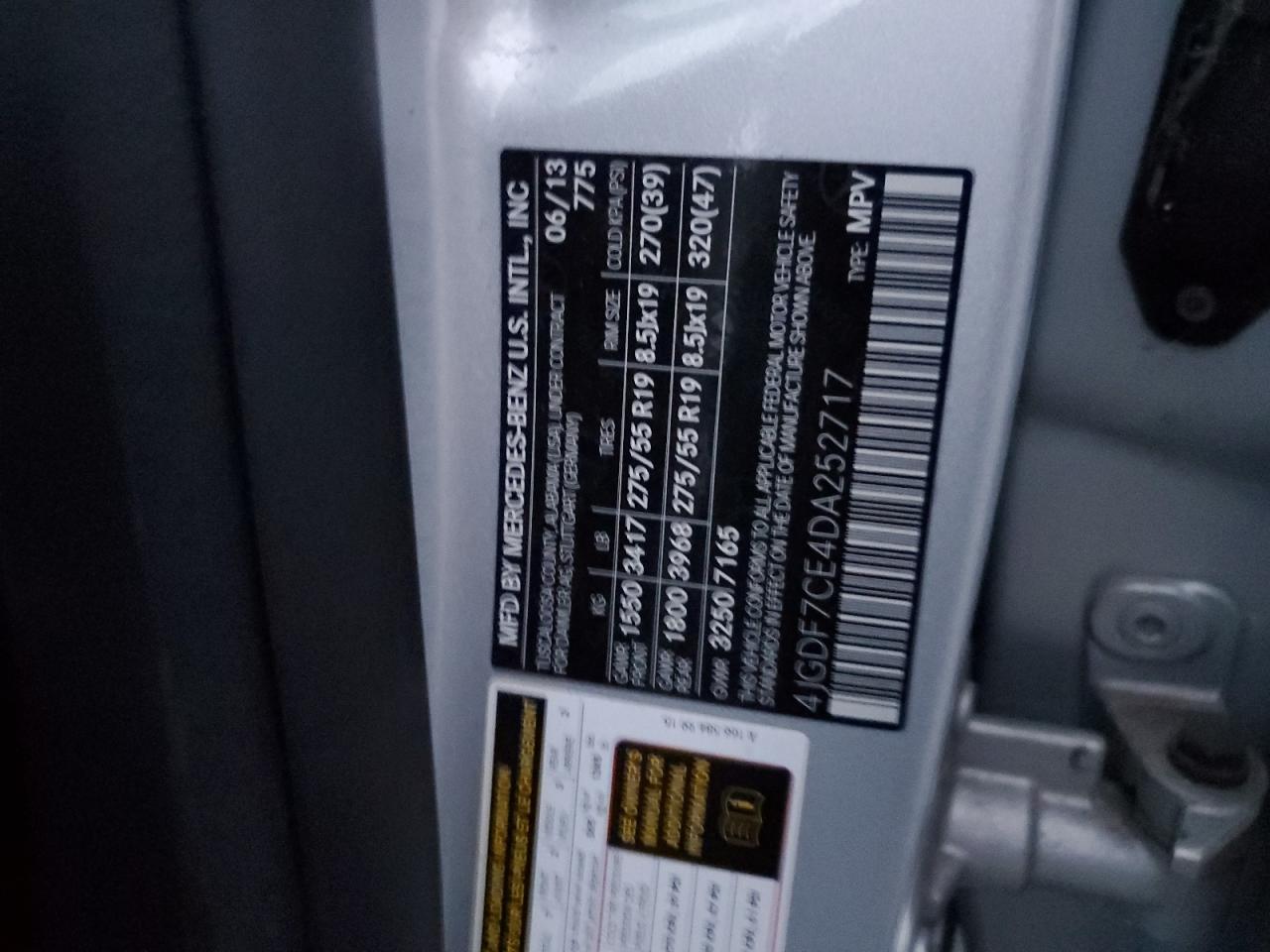 2013 Mercedes-Benz Gl 450 4Matic VIN: 4JGDF7CE4DA252717 Lot: 93877075