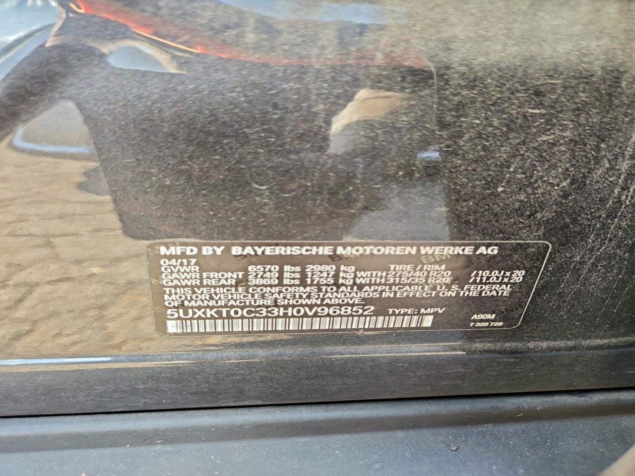 2017 BMW X5 Xdr40E VIN: 5UXKT0C33H0V96852 Lot: 93750535