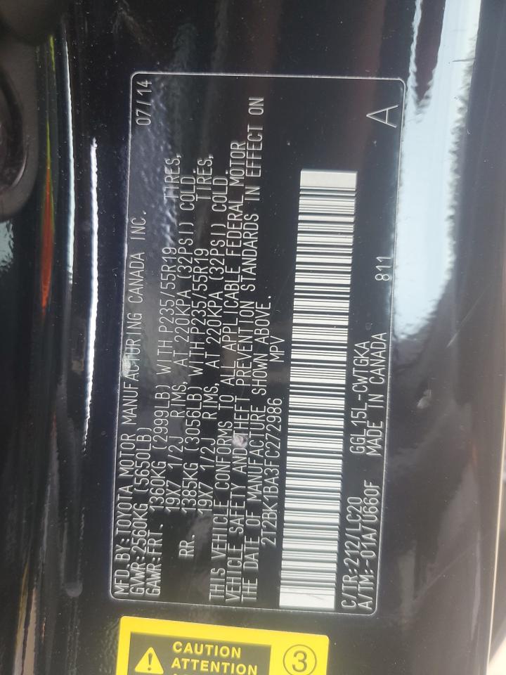 2015 Lexus Rx 350 Base VIN: 2T2BK1BA3FC272986 Lot: 91052705