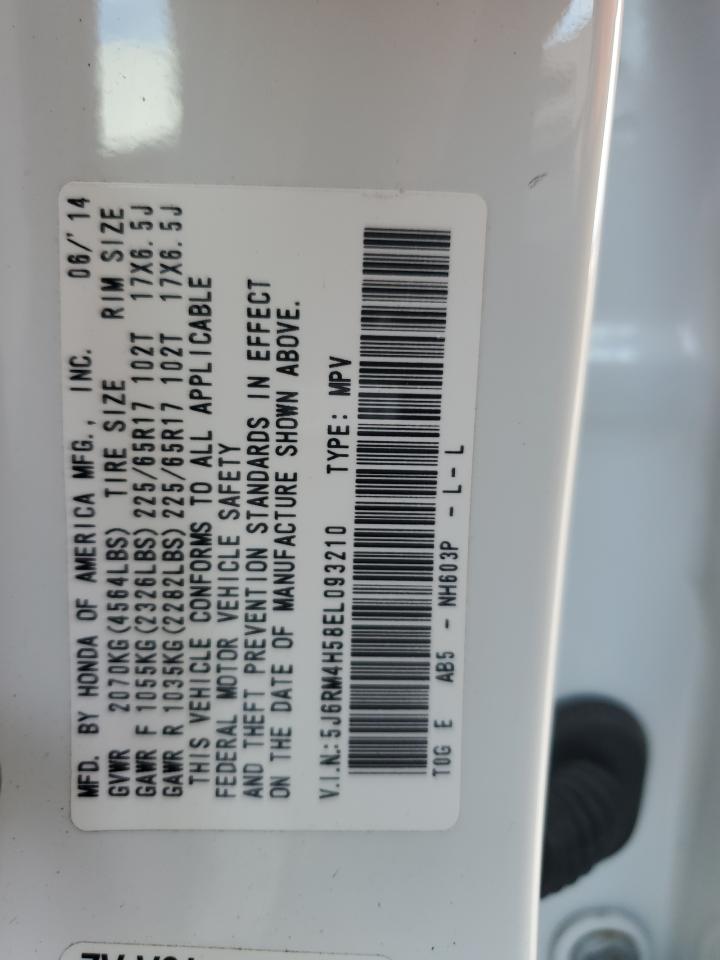 2014 Honda Cr-V Ex VIN: 5J6RM4H58EL093210 Lot: 93021875