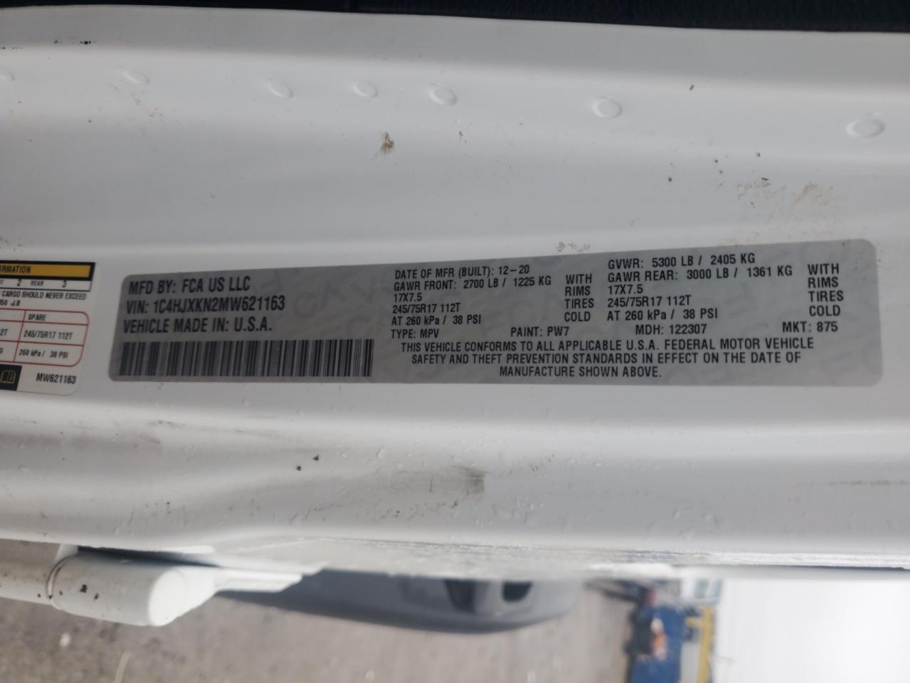 2021 Jeep Wrangler Unlimited Sport VIN: 1C4HJXKN2MW621163 Lot: 92578785