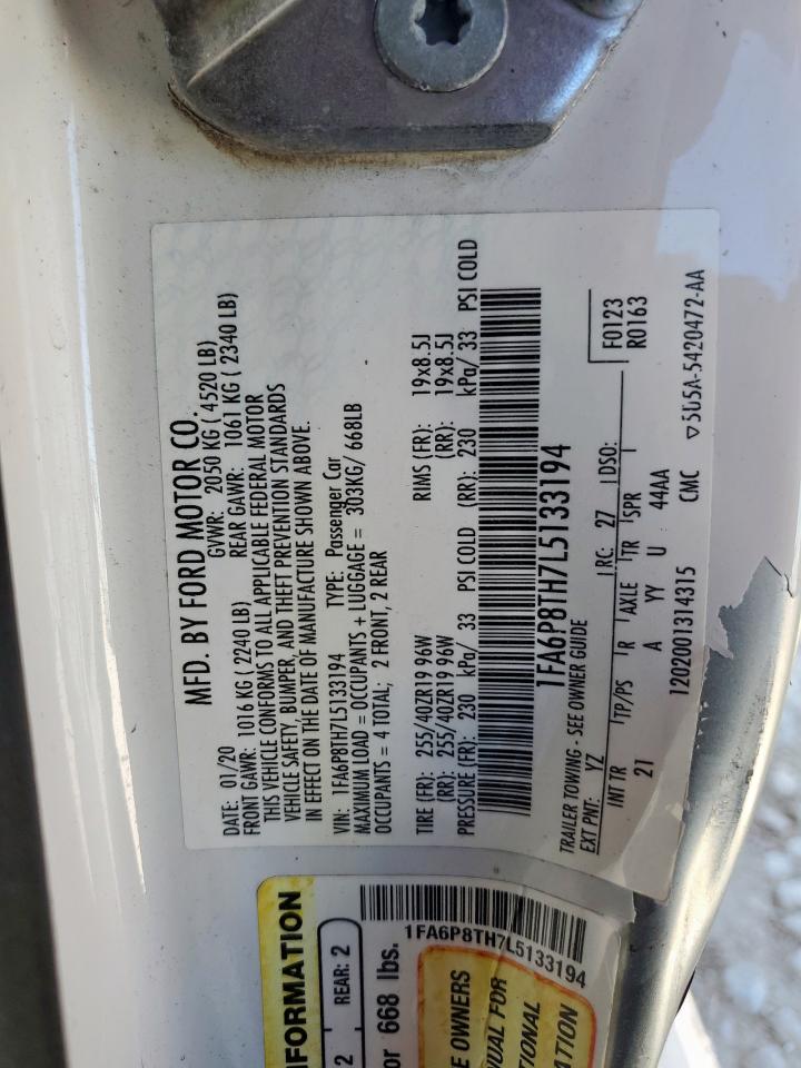 2020 Ford Mustang VIN: 1FA6P8TH7L5133194 Lot: 92466255