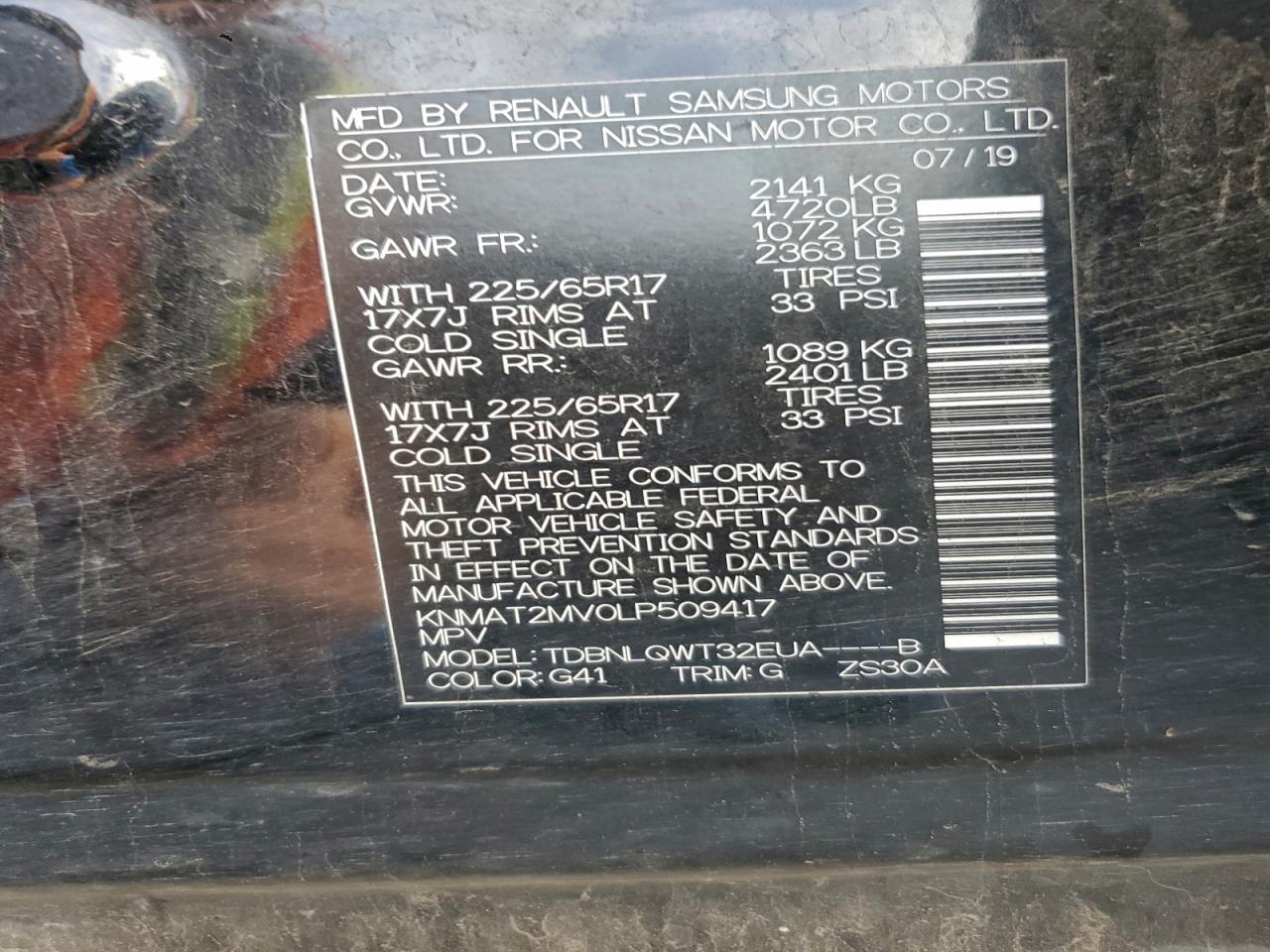 2020 Nissan Rogue S VIN: KNMAT2MV0LP509417 Lot: 93775085