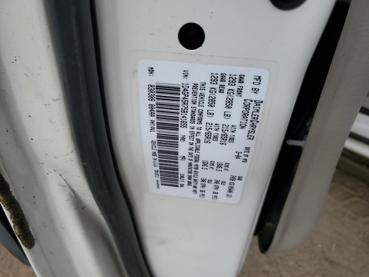 2005 Dodge Caravan Sxt VIN: 1D4GP45R75B141655 Lot: 91696395