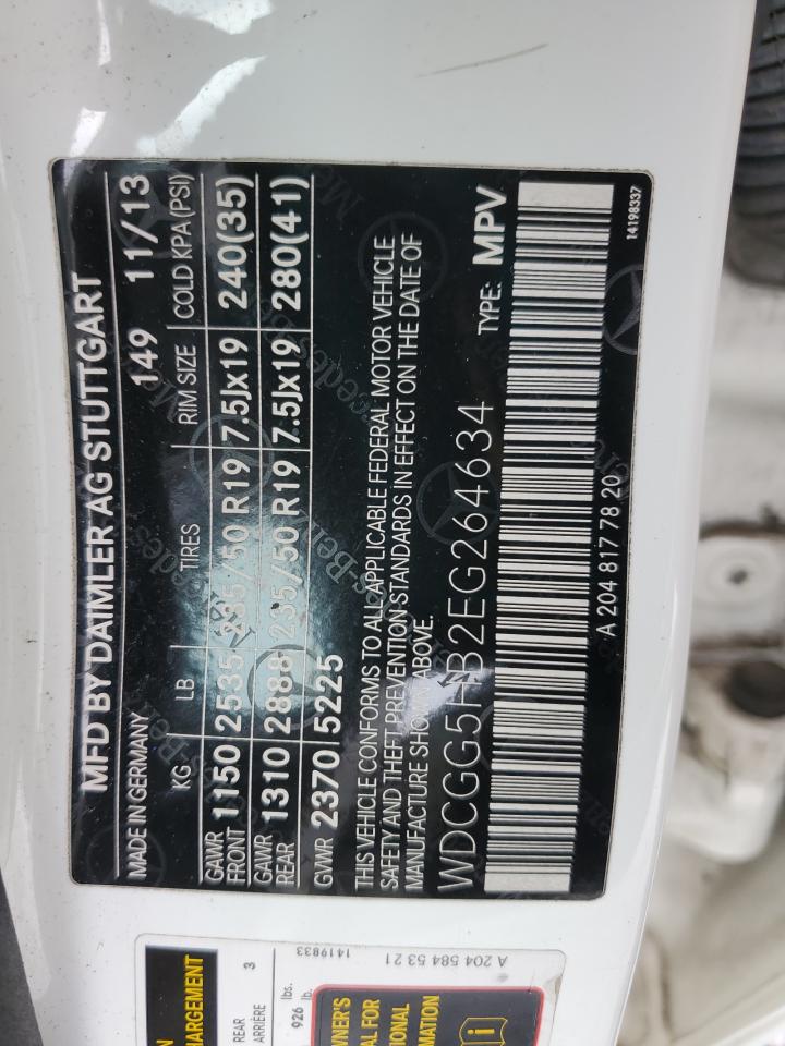 2014 Mercedes-Benz Glk 350 VIN: WDCGG5HB2EG264634 Lot: 91158355