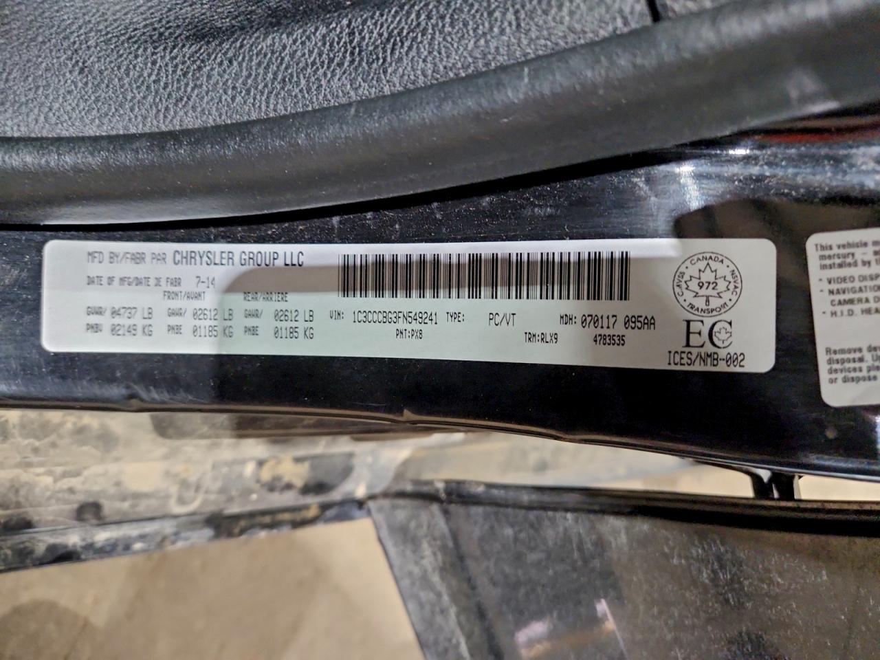 2015 Chrysler 200 S VIN: 1C3CCCBG3FN549241 Lot: 94606795