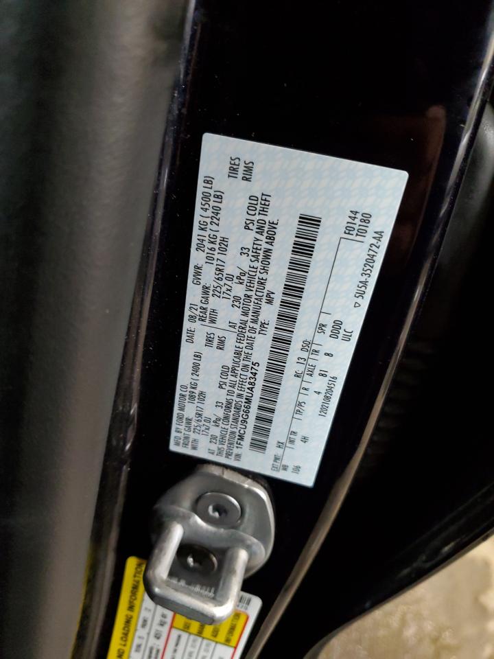 2021 Ford Escape Se VIN: 1FMCU9G66MUA83475 Lot: 93713955