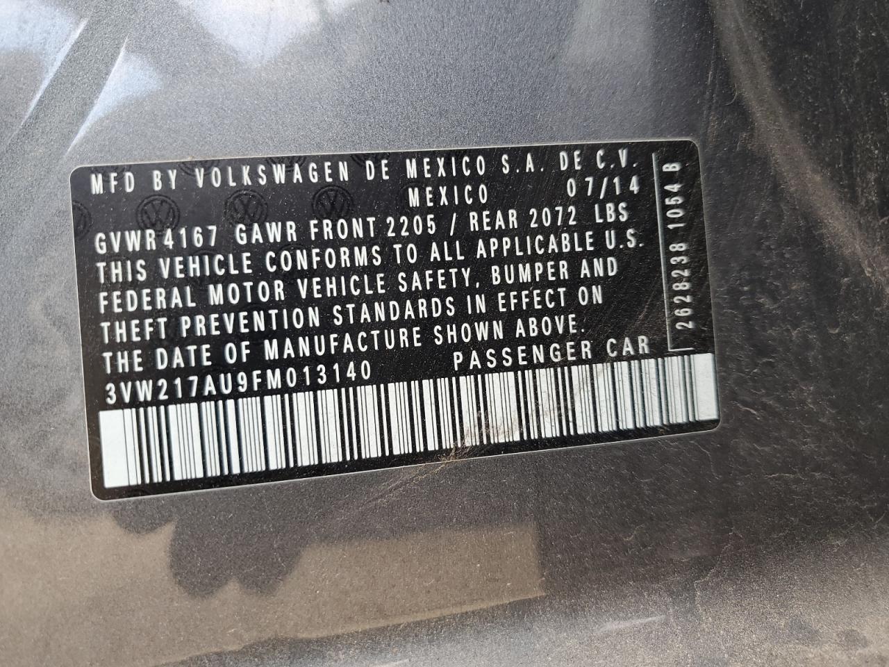 2015 Volkswagen Golf VIN: 3VW217AU9FM013140 Lot: 90678065