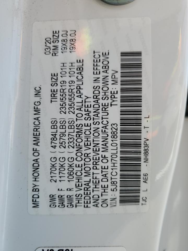 2020 Acura Rdx Advance VIN: 5J8TC1H70LL018823 Lot: 91359965
