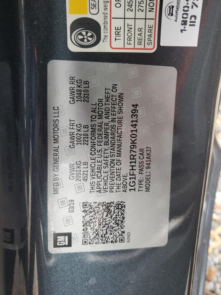 2019 Chevrolet Camaro Ss VIN: 1G1FH1R79K0141394 Lot: 91560405