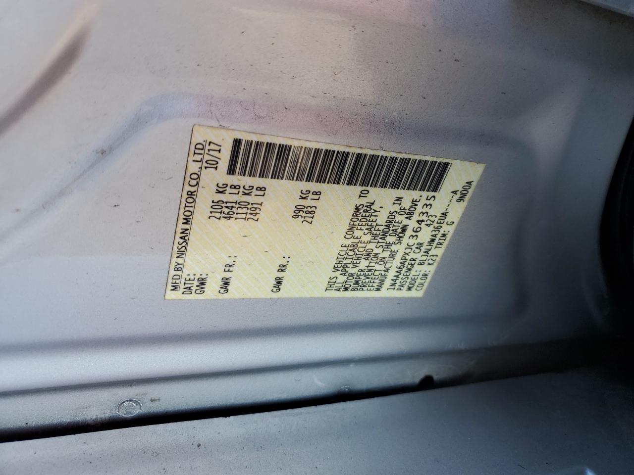 2018 Nissan Maxima 3.5S VIN: 1N4AA6APXJC364335 Lot: 90813075