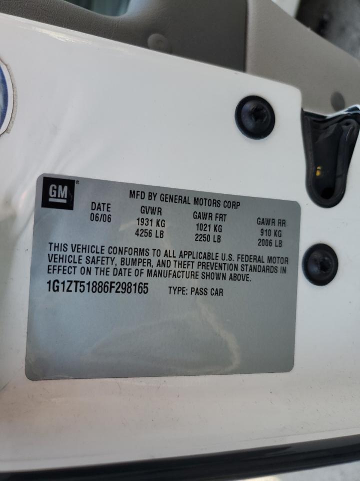 2006 Chevrolet Malibu Lt VIN: 1G1ZT51886F298165 Lot: 90573325