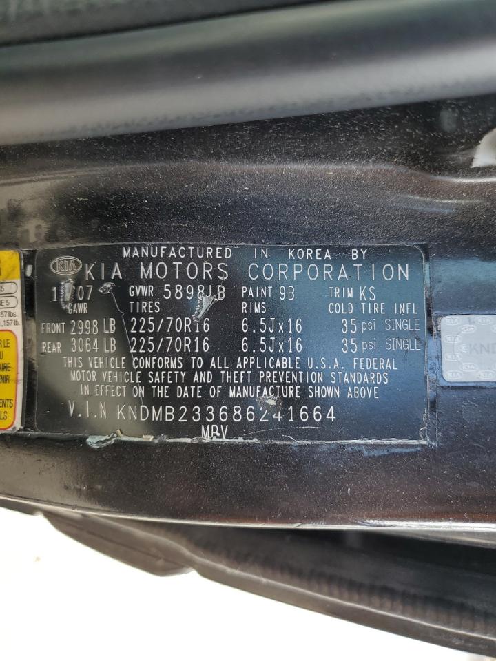 2008 Kia Sedona Ex VIN: KNDMB233686241664 Lot: 92501395