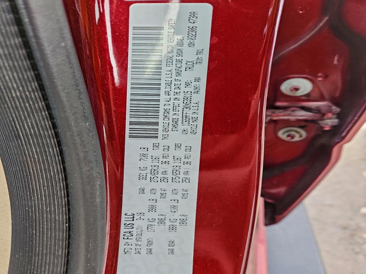 2019 Ram 1500 Big Horn/Lone Star VIN: 1C6SRFFT3KN539115 Lot: 94154225