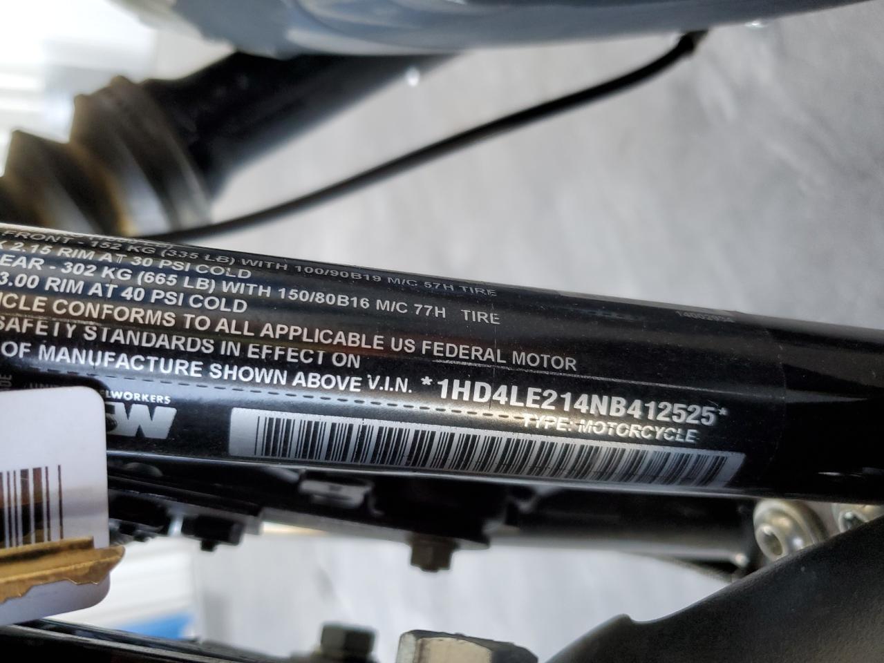 2022 Harley-Davidson Xl883 N VIN: 1HD4LE214NB412525 Lot: 91944485