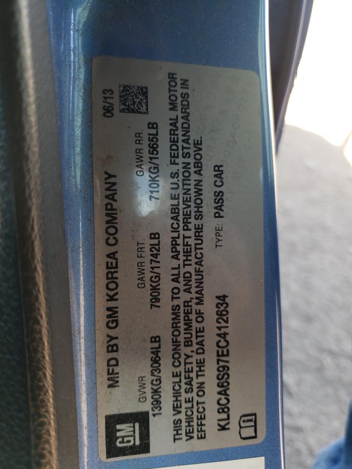 2014 Chevrolet Spark Ls VIN: KL8CA6S97EC412634 Lot: 91883665