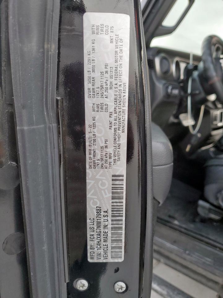 2022 Jeep Wrangler Sport VIN: 1C4HJXAG7NW179887 Lot: 92746105