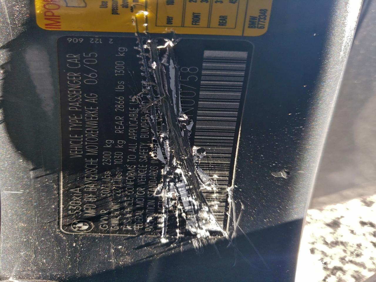 2006 BMW 530 Xit VIN: WBANN735X6CN00758 Lot: 93958885