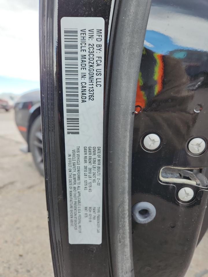 2022 Dodge Challenger Gt VIN: 2C3CDZKG0NH113762 Lot: 92205905