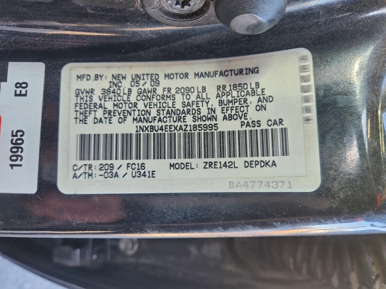 2010 Toyota Corolla Base VIN: 1NXBU4EEXAZ185995 Lot: 94481025