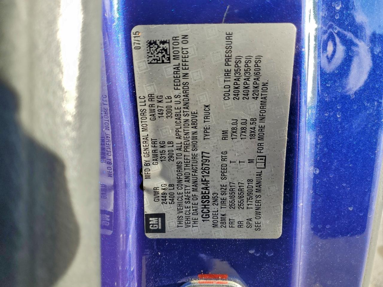 2015 Chevrolet Colorado Lt VIN: 1GCHSBEA4F1267977 Lot: 94406415