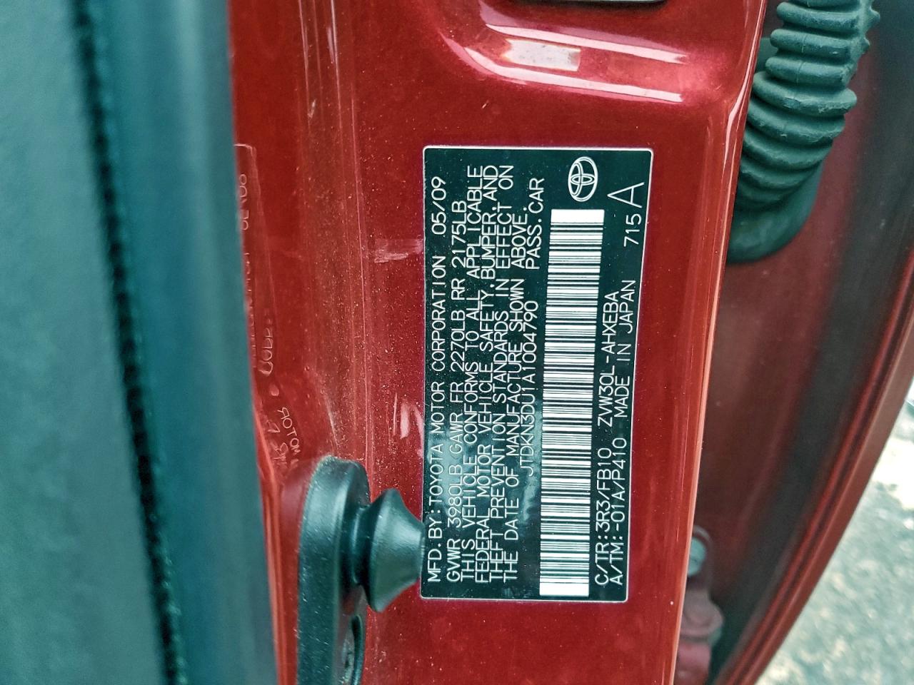 2010 Toyota Prius VIN: JTDKN3DU1A1004790 Lot: 93518025