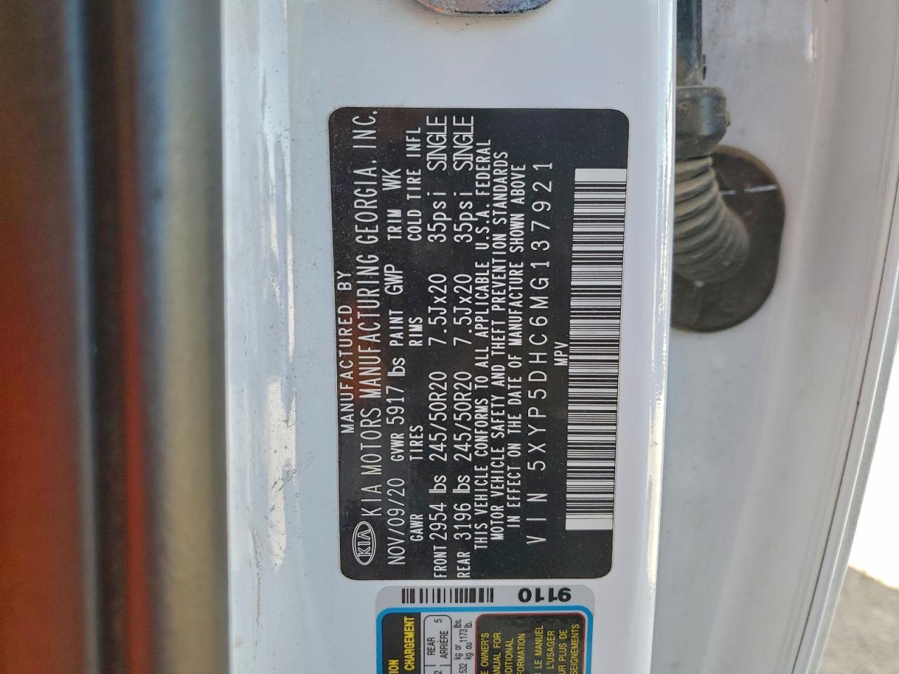 2021 Kia Telluride Sx VIN: 5XYP5DHC6MG137921 Lot: 94114225