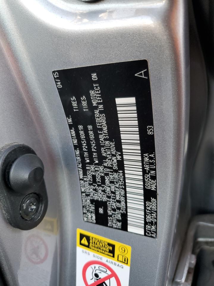 2015 Toyota Highlander Le VIN: 5TDBKRFH6FS154044 Lot: 92873045