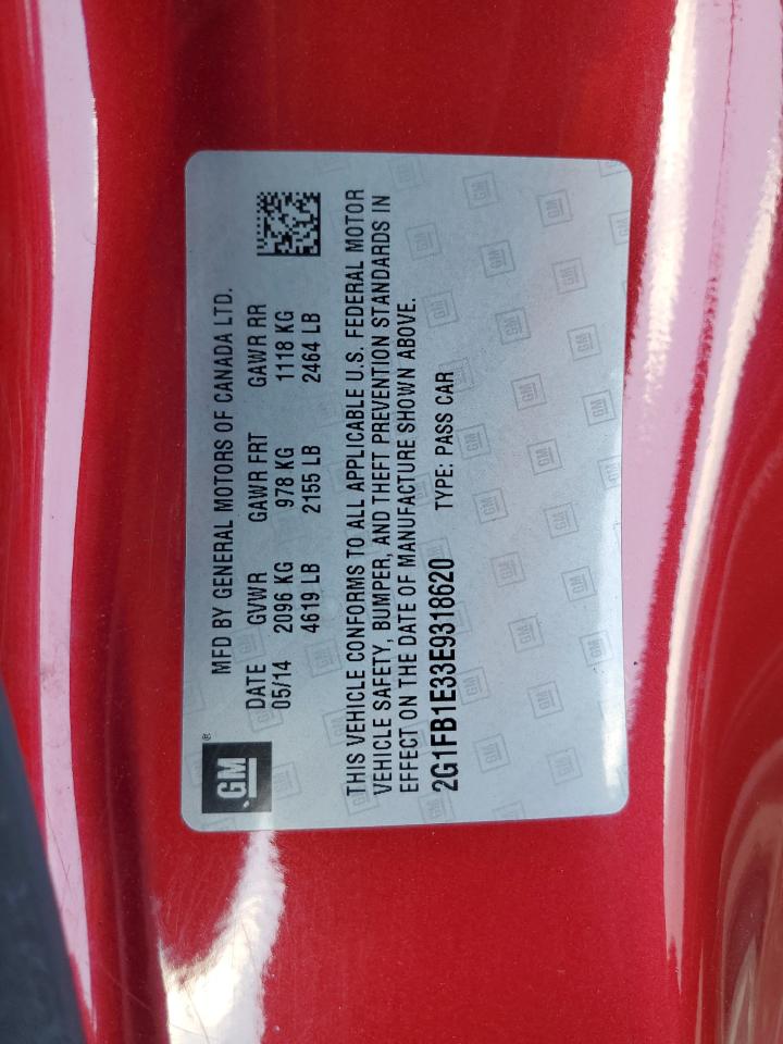 2014 Chevrolet Camaro Lt VIN: 2G1FB1E33E9318620 Lot: 93714355