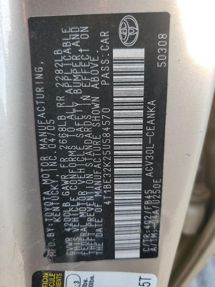 2005 Toyota Camry Le VIN: 4T1BE32K25U584570 Lot: 90754785