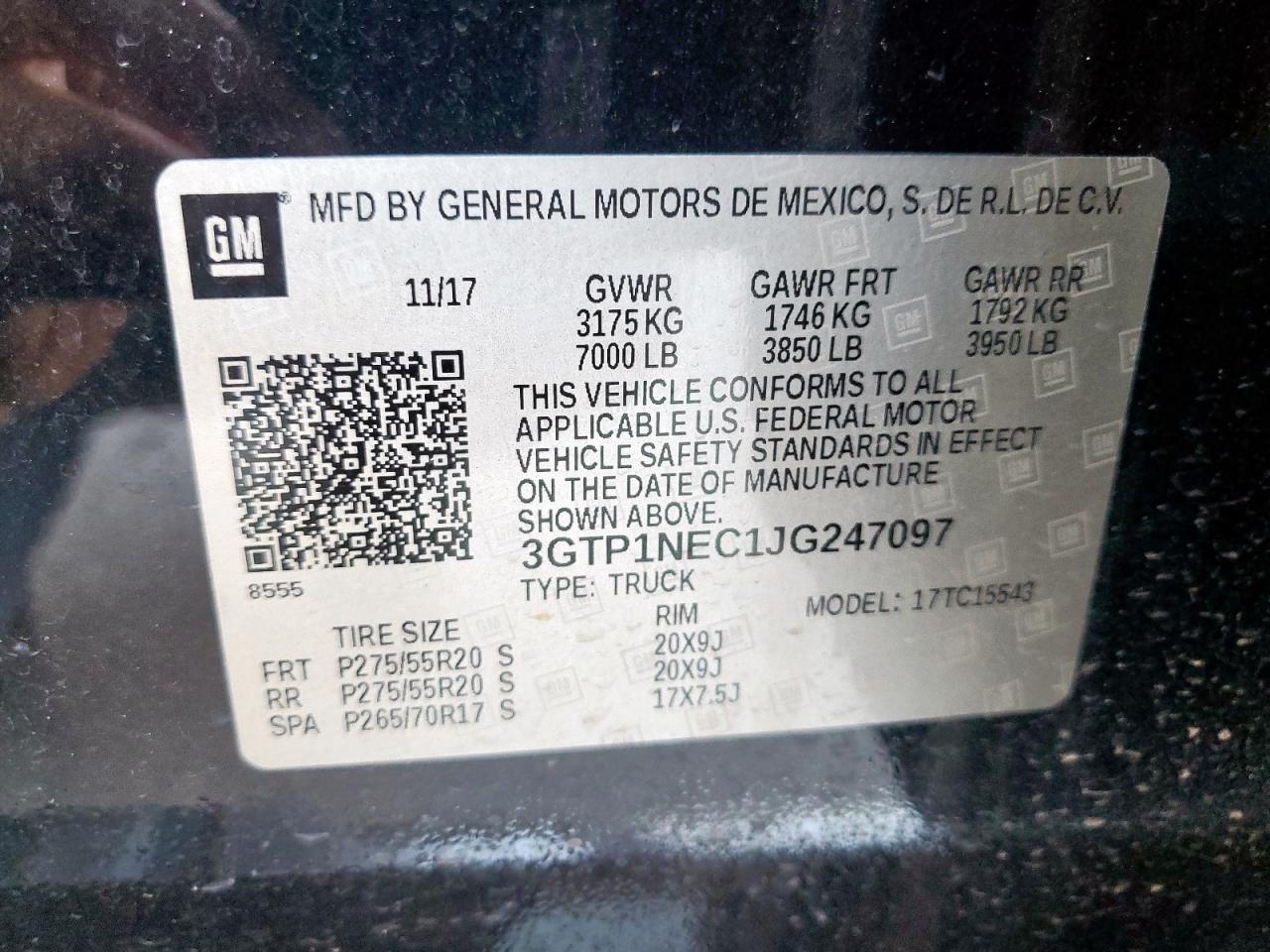 2018 GMC Sierra C1500 Slt VIN: 3GTP1NEC1JG247097 Lot: 92474685