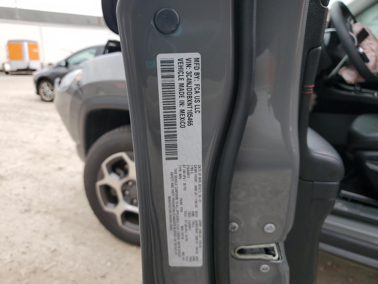 2022 Jeep Compass Trailhawk VIN: 3C4NJDDBXNT105466 Lot: 91805525