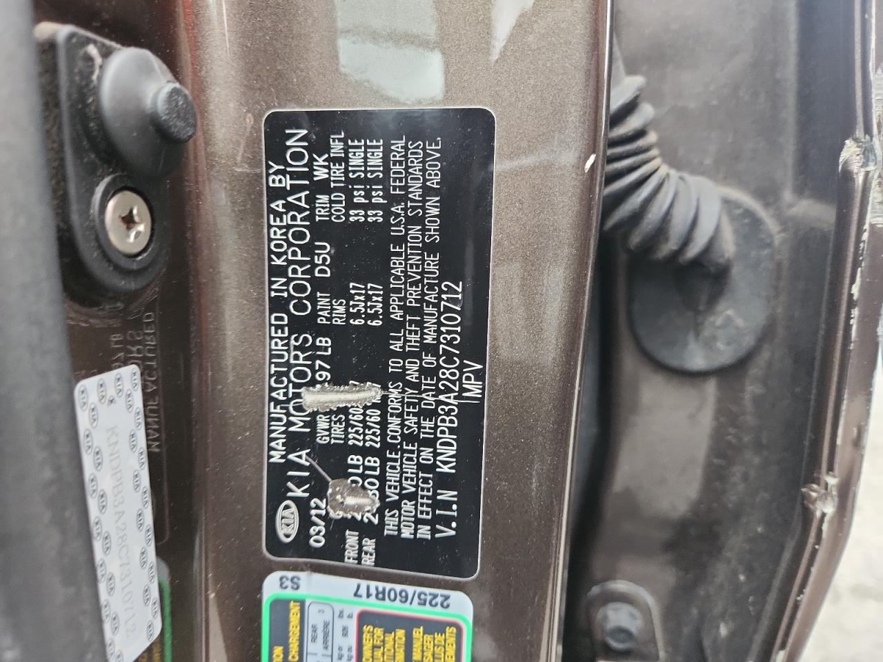 2012 Kia Sportage Base VIN: KNDPB3A28C7310712 Lot: 91927855