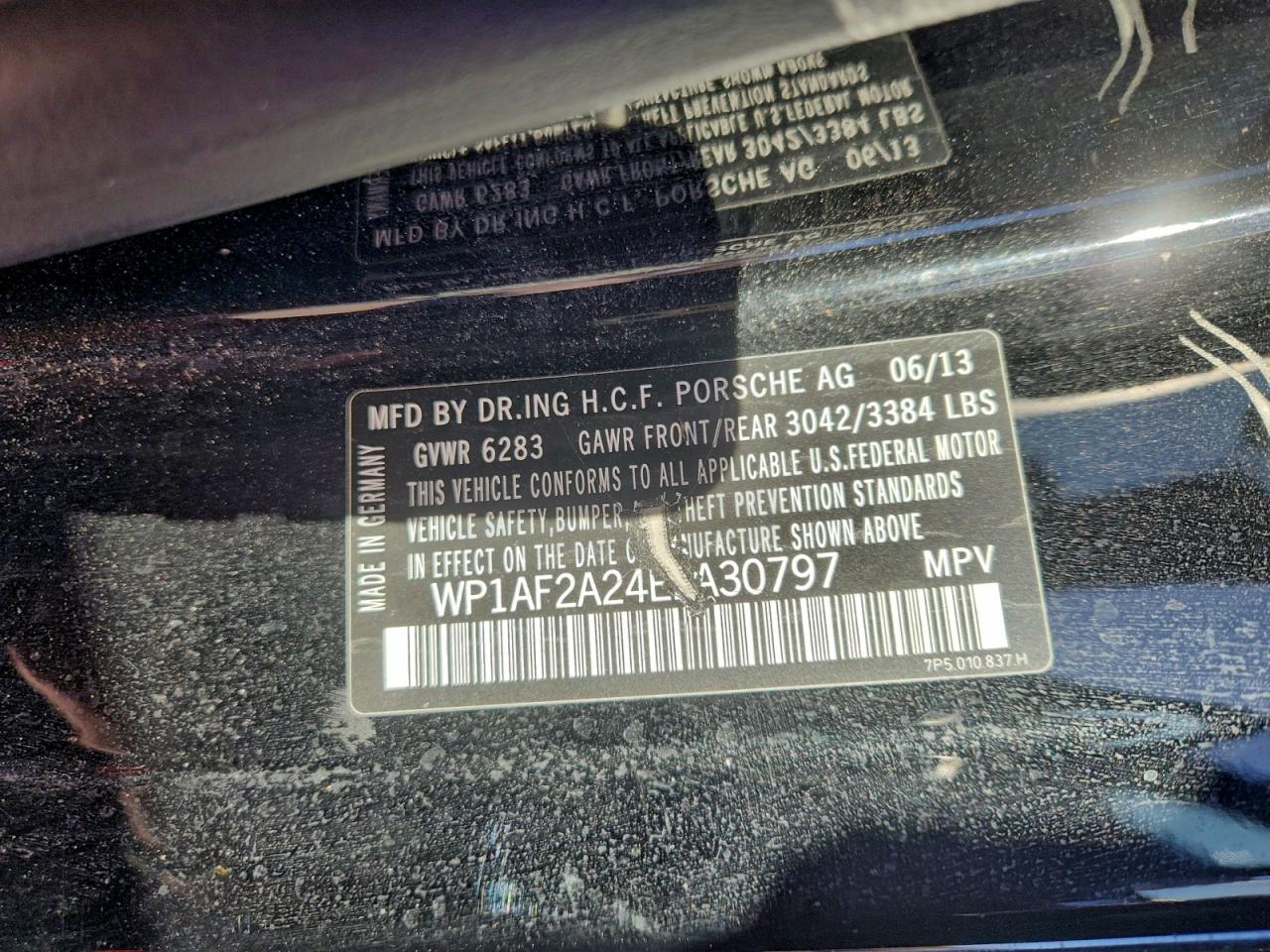 2014 Porsche Cayenne VIN: WP1AF2A24ELA30797 Lot: 94192225