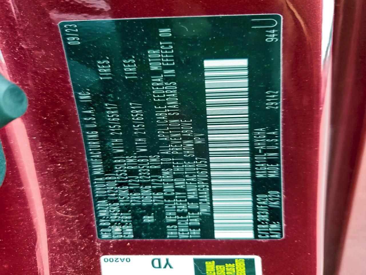 2023 Toyota Corolla Cross Le VIN: 7MUCAAAG9PV067057 Lot: 94404045