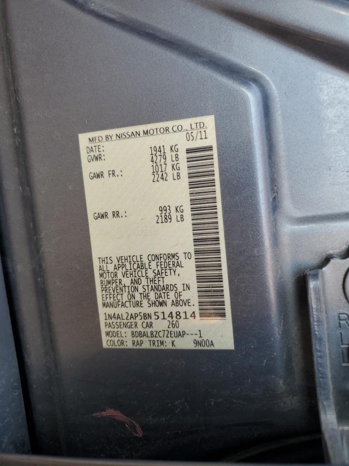 2011 Nissan Altima Base VIN: 1N4AL2AP5BN514814 Lot: 93015935