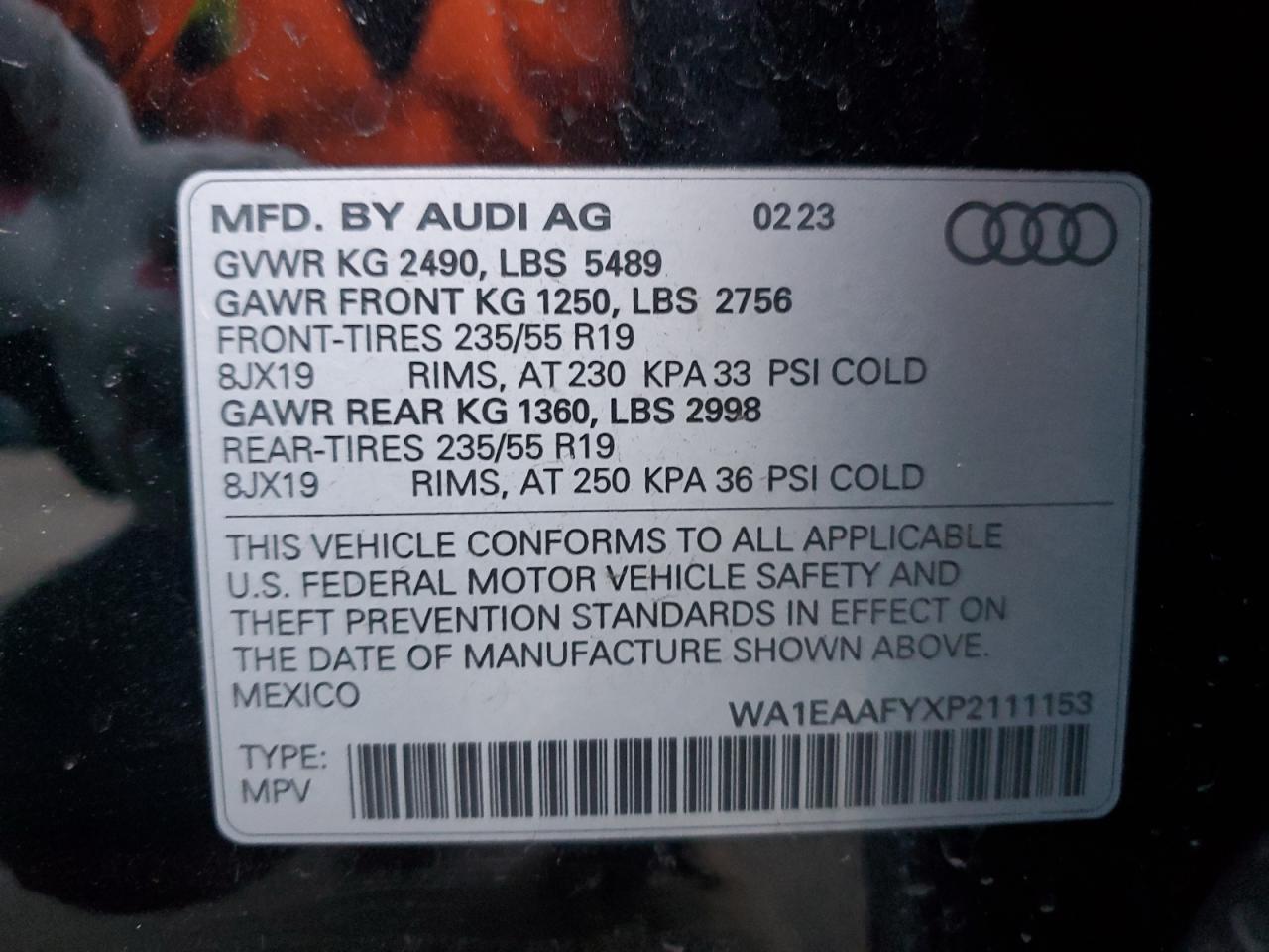 2023 Audi Q5 Premium Plus 45 VIN: WA1EAAFYXP2111153 Lot: 92011385