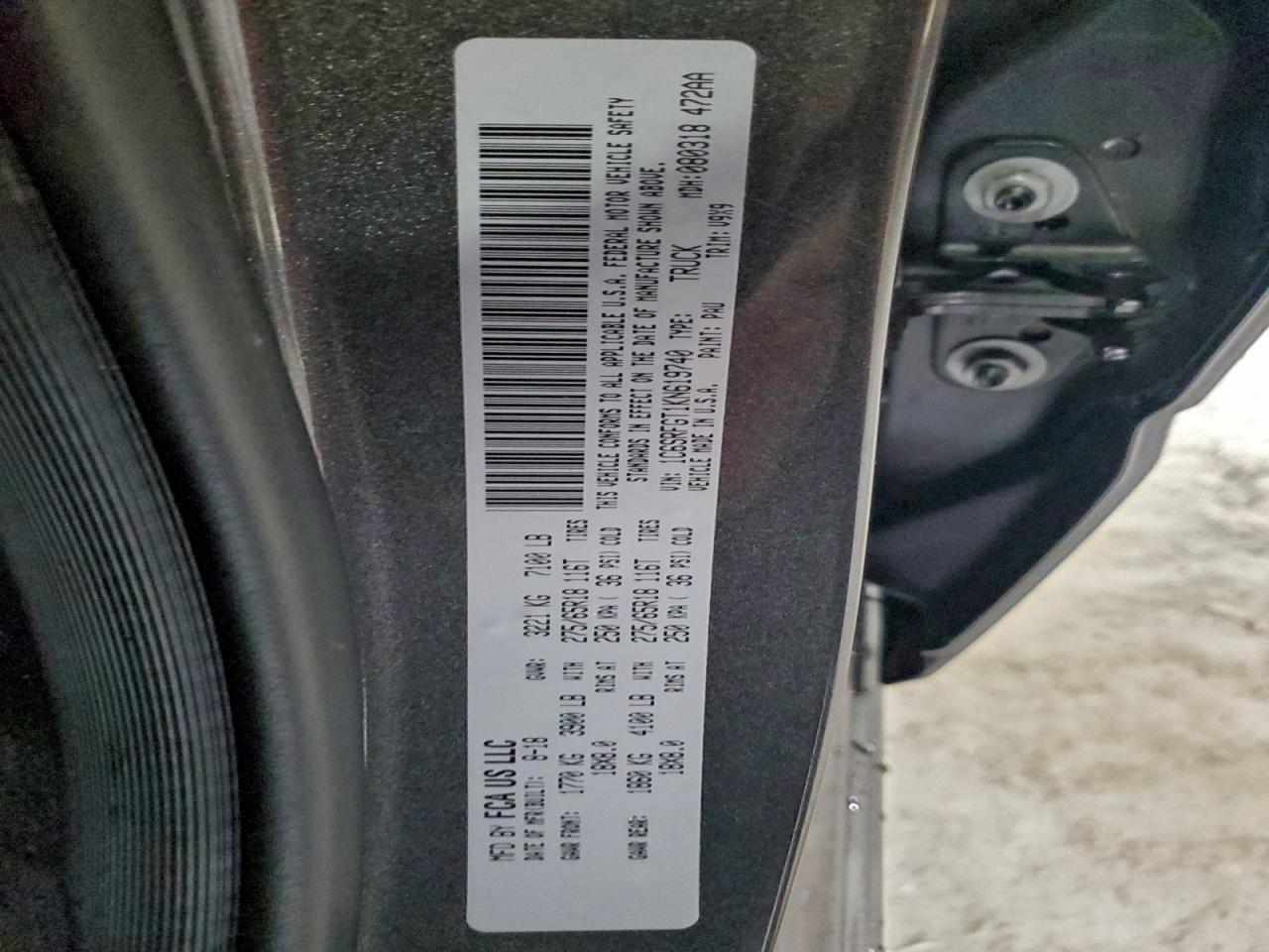 2019 Ram 1500 Tradesman VIN: 1C6SRFGT1KN619740 Lot: 94047075