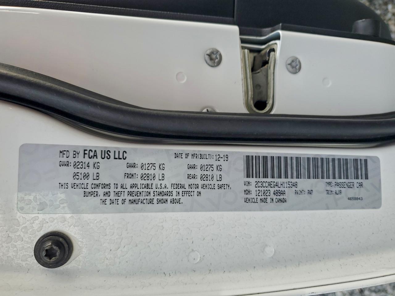 2020 Chrysler 300 Limited VIN: 2C3CCAEG4LH115348 Lot: 93777905