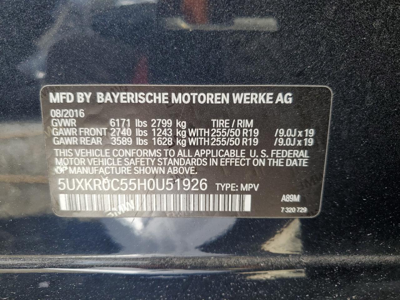 2017 BMW X5 xDrive35I VIN: 5UXKR0C55H0U51926 Lot: 91396205