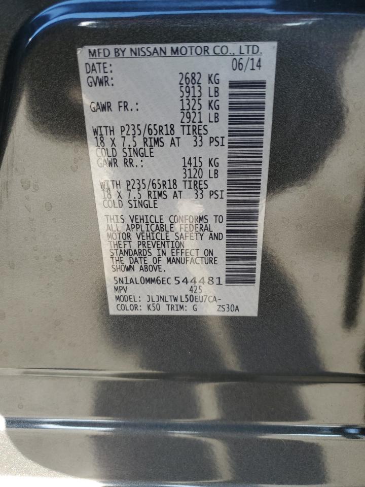 2014 Infiniti Qx60 VIN: 5N1AL0MM6EC544481 Lot: 93521715