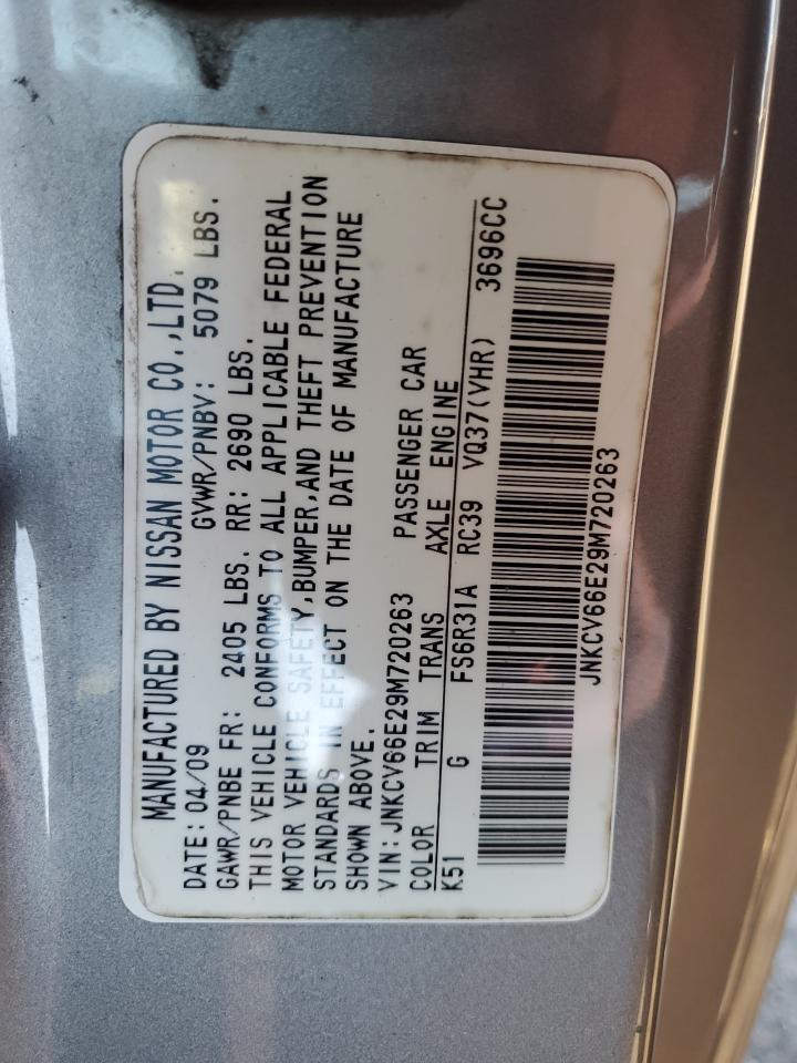 2009 Infiniti G37 Base VIN: JNKCV66E29M720263 Lot: 91847575