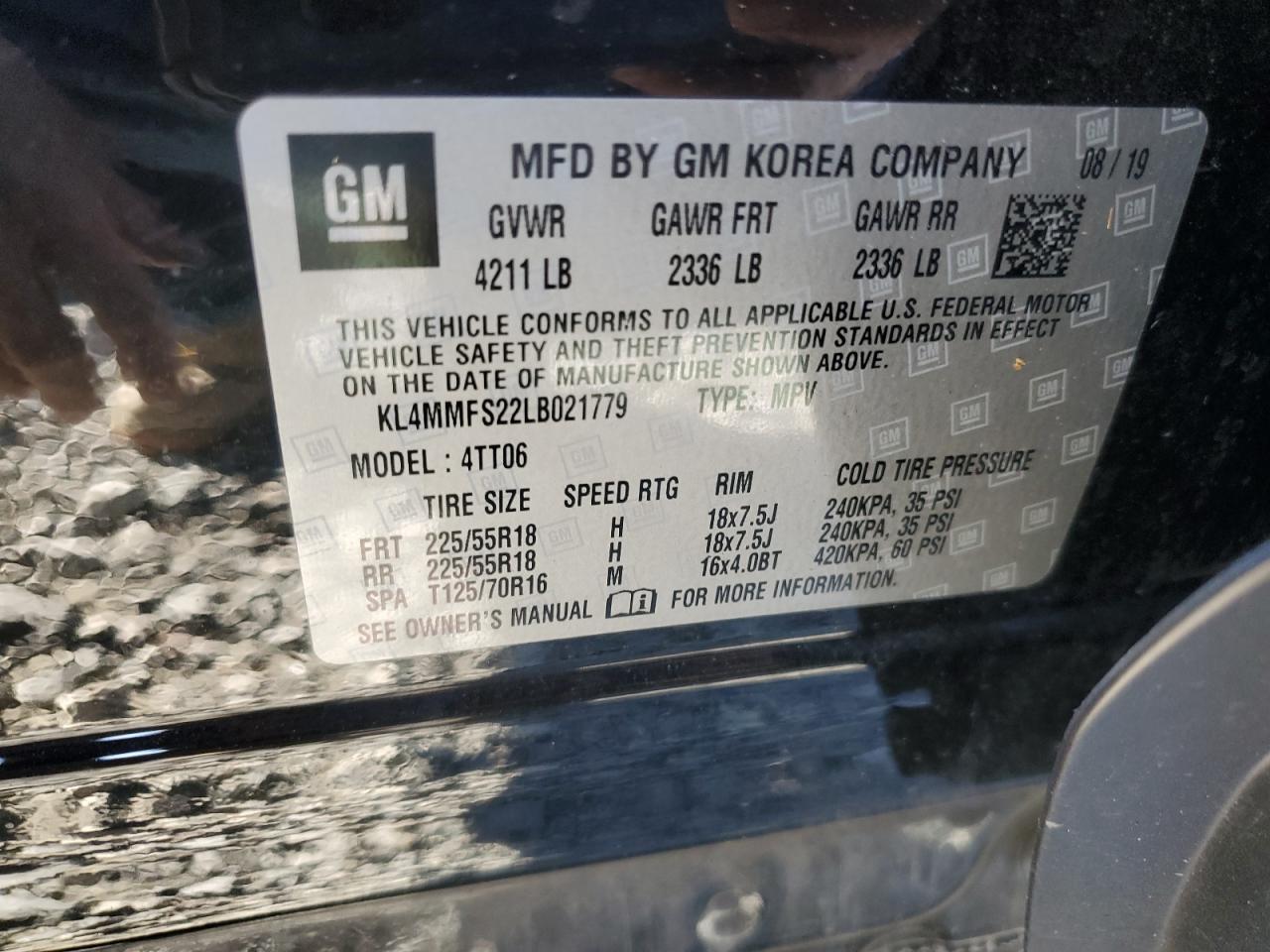 2020 Buick Encore Gx Essence VIN: KL4MMFS22LB021779 Lot: 92703695